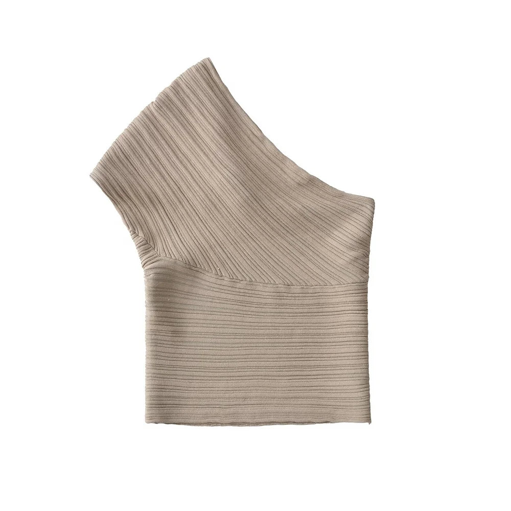 Ribbed Knit Assymetric Top